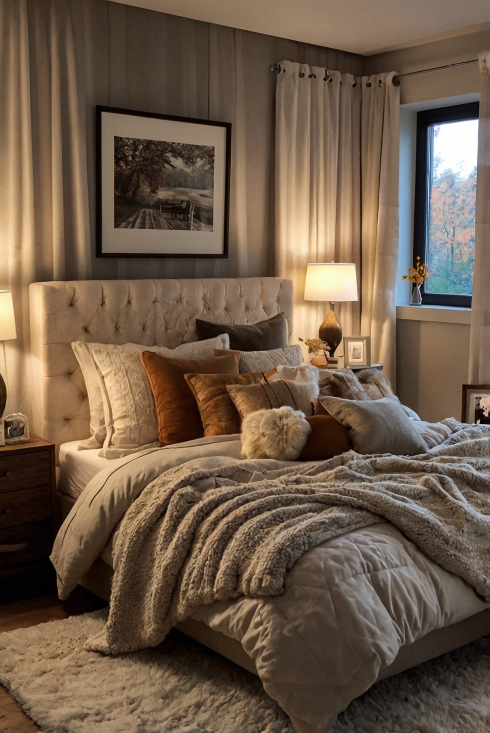 fall bedroom decor, bedroom design ideas, cozy bedroom inspiration, autumn bedroom colors, seasonal bedding ideas