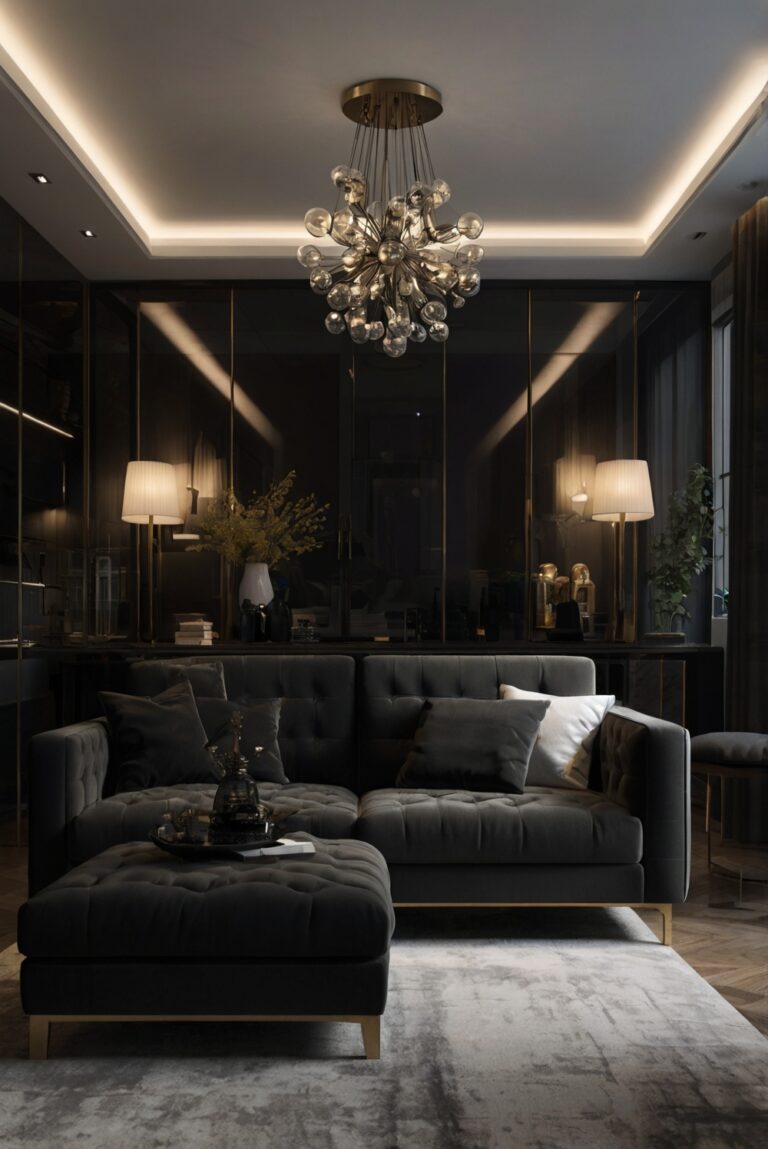 black living room decor ideas, elegant black living room, luxurious black living room, modern black living room, chic black living room