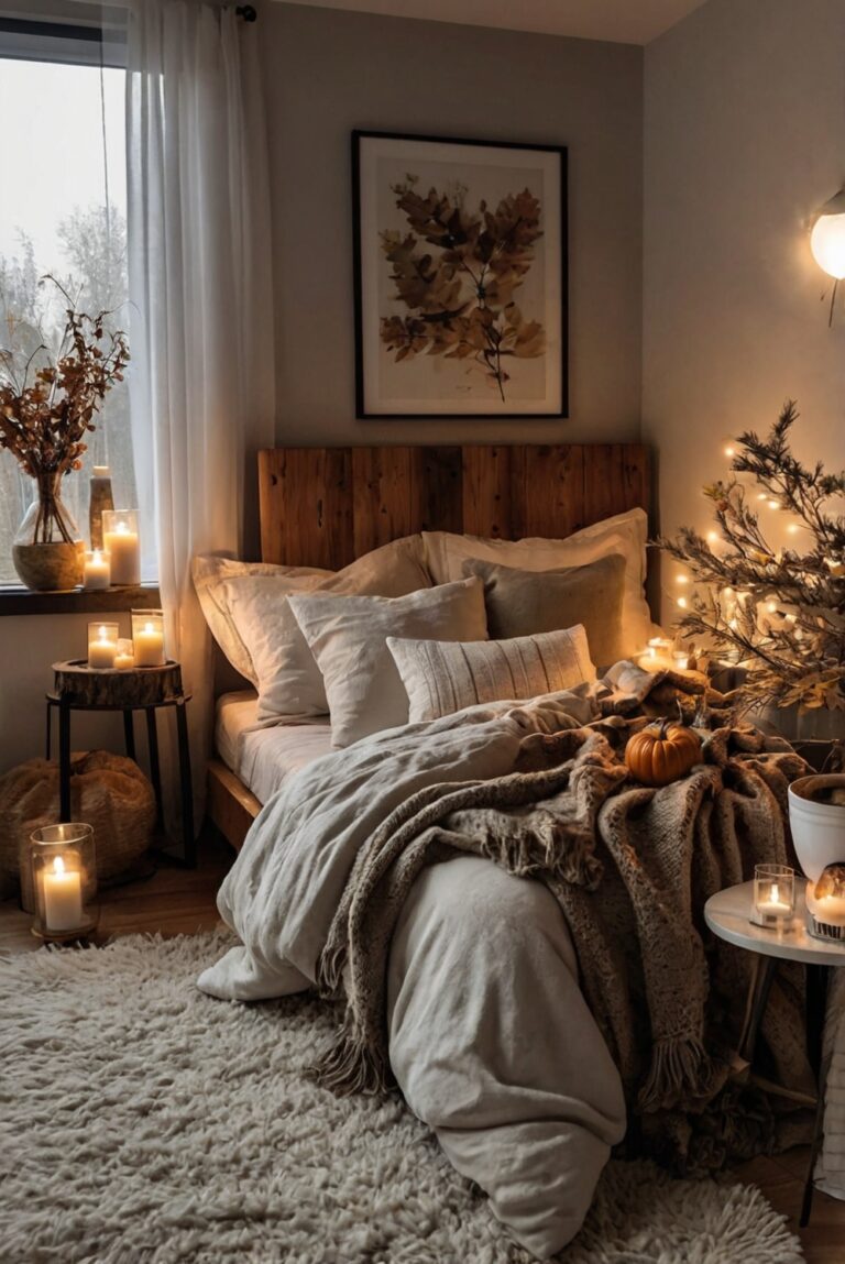 Fall bedroom decorating, Fall bedroom colors, Fall bedroom themes, Fall bedroom decor, Fall bedroom inspiration