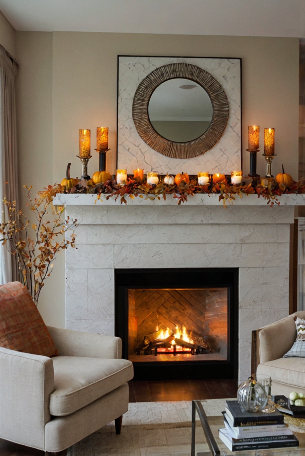 fall fireplace mantel ideas, fall home decor, autumn mantel decorations, fireplace design inspiration, seasonal interior design