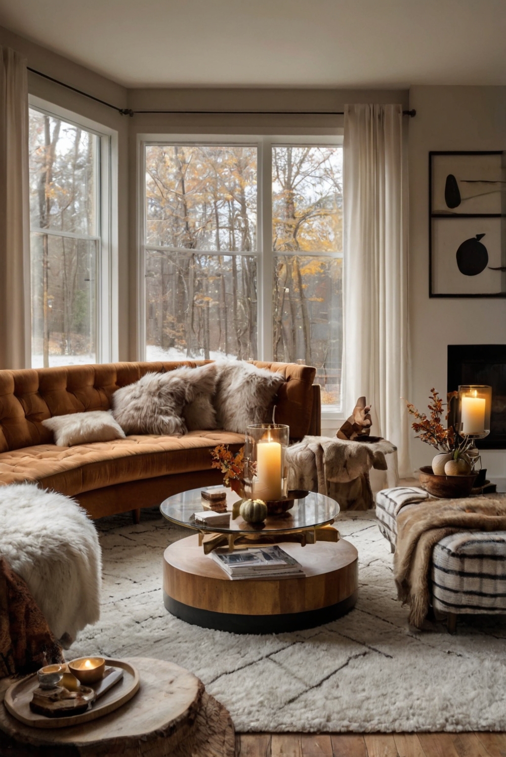 Fall living room decor, Autumn home design, Cozy living room ideas, Modern fall decorations, Seasonal living room updates