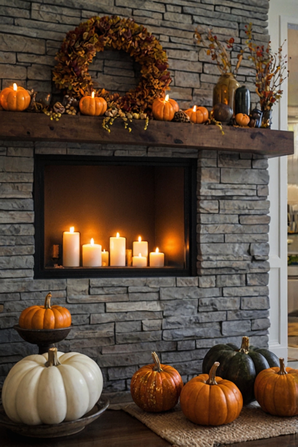 Fall mantle decor, home decor ideas, seasonal decorations, interior design, fireplace decorations