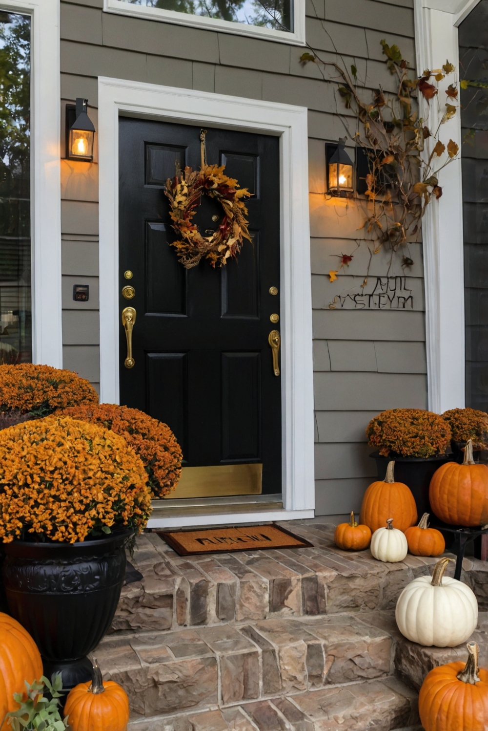 Porch decor, Fall decorations, Autumn outdoor decor, Front porch design, Seasonal home accents