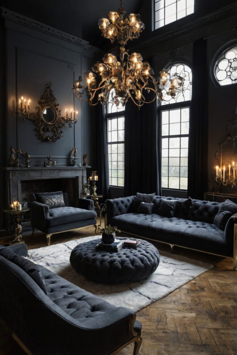 Gothic living room décor, Gothic furniture, Dark room decor, Gothic interior design, Bold home makeover