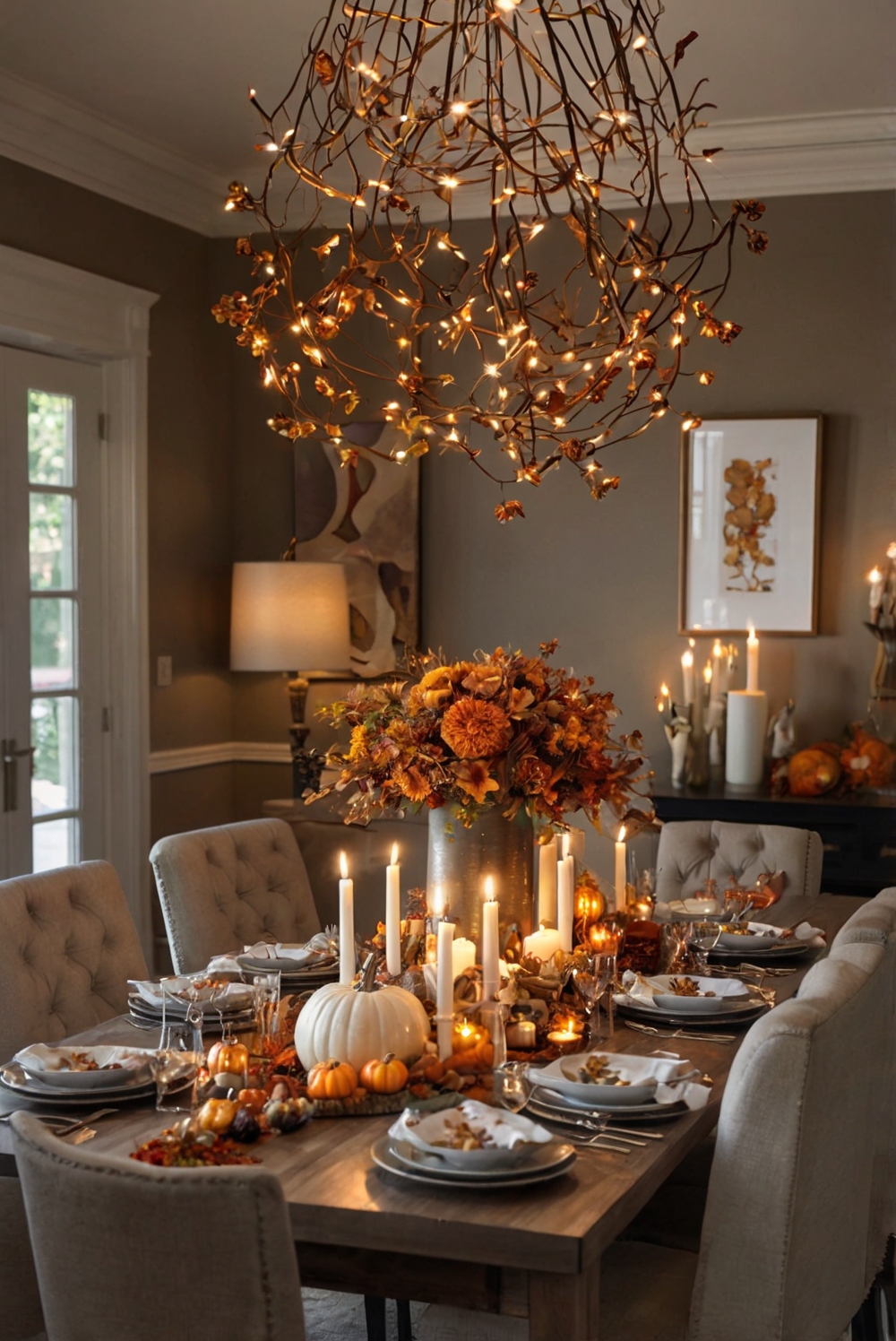 Thanksgiving room decor, Cozy gathering decor, Room decor ideas, Thanksgiving home decorations, Thanksgiving table setting